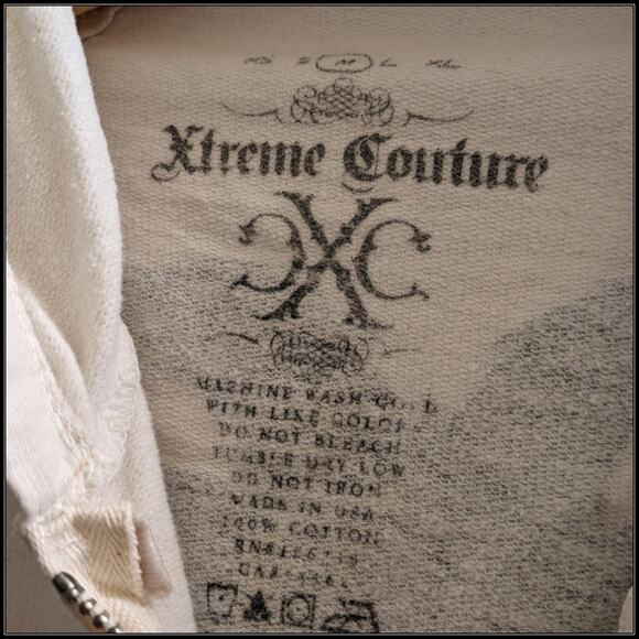 XTREME COUTURE Zip Up Hoodie Sweatshirt
Velvet Print Eagle Spellout Sleeve y2k - Picture 8 of 10